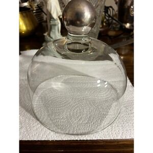 Vintage Glass Cloche with Silver Metal Toned Knob